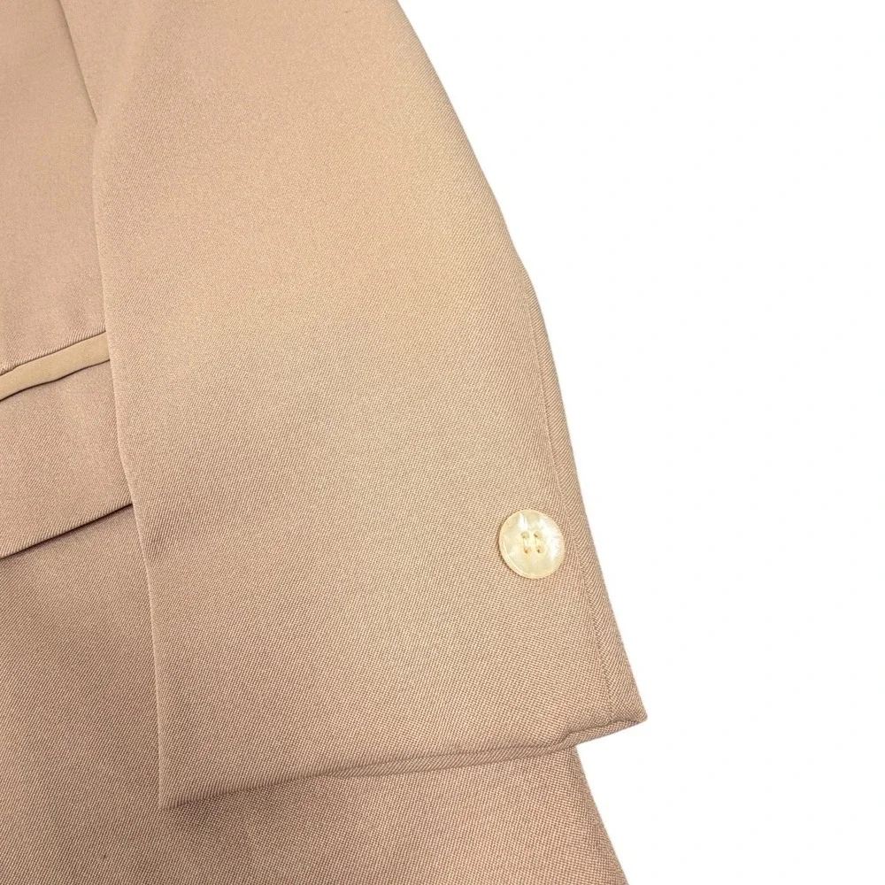 70s Palm Beach Mens Polyester 2 Piece Suit 2 Tone Tan 36S 30X37 Unhemmed Pants